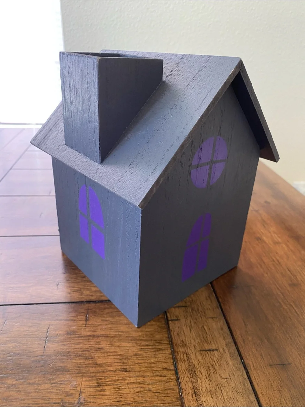 Target Wooden House Tissue Dispenser with Purple Window Accents